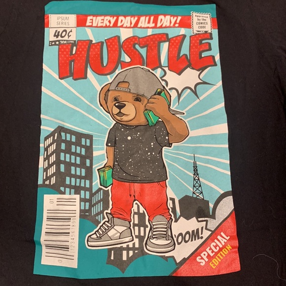 Bailey Apparel “Hustle” men’s large black bear tee - Picture 3 of 8